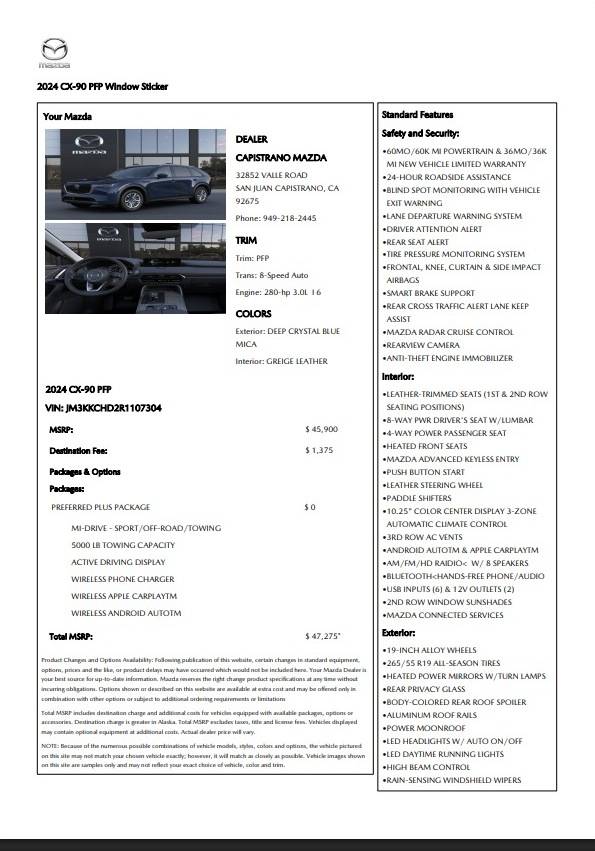 2024 Mazda CX-90 3.3 Turbo Preferred Plus AWD - photo 16